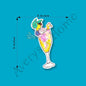 Bird on a Champagne Glass Art 3" White Vinyl Die-Cut Sticker