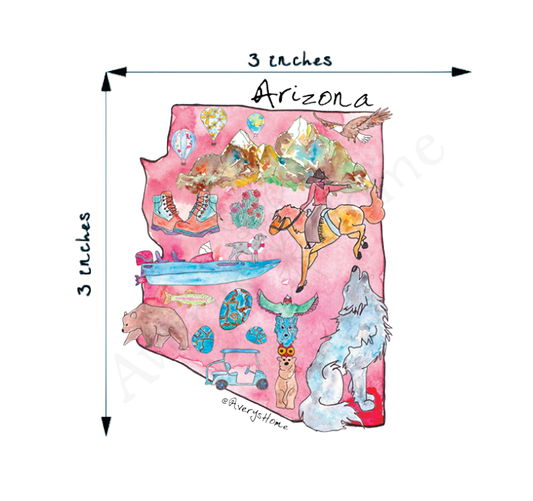 Arizona State Icon Map Art 3" White Vinyl Die-Cut Sticker