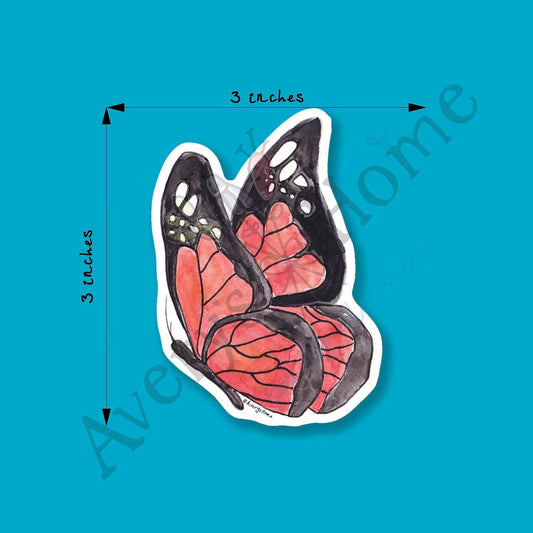 Queen Butterfly Watercolor Art 3" Vinyl Die-Cut Sticker
