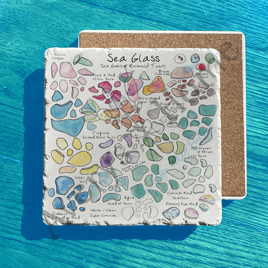 Sea Glass Collector Tumbled Stone Trivet – Coastal Artist Gift