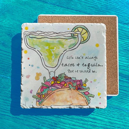 Tacos & Tequila Cinco de Mayo Art Tumbled Edge Stone Trivet