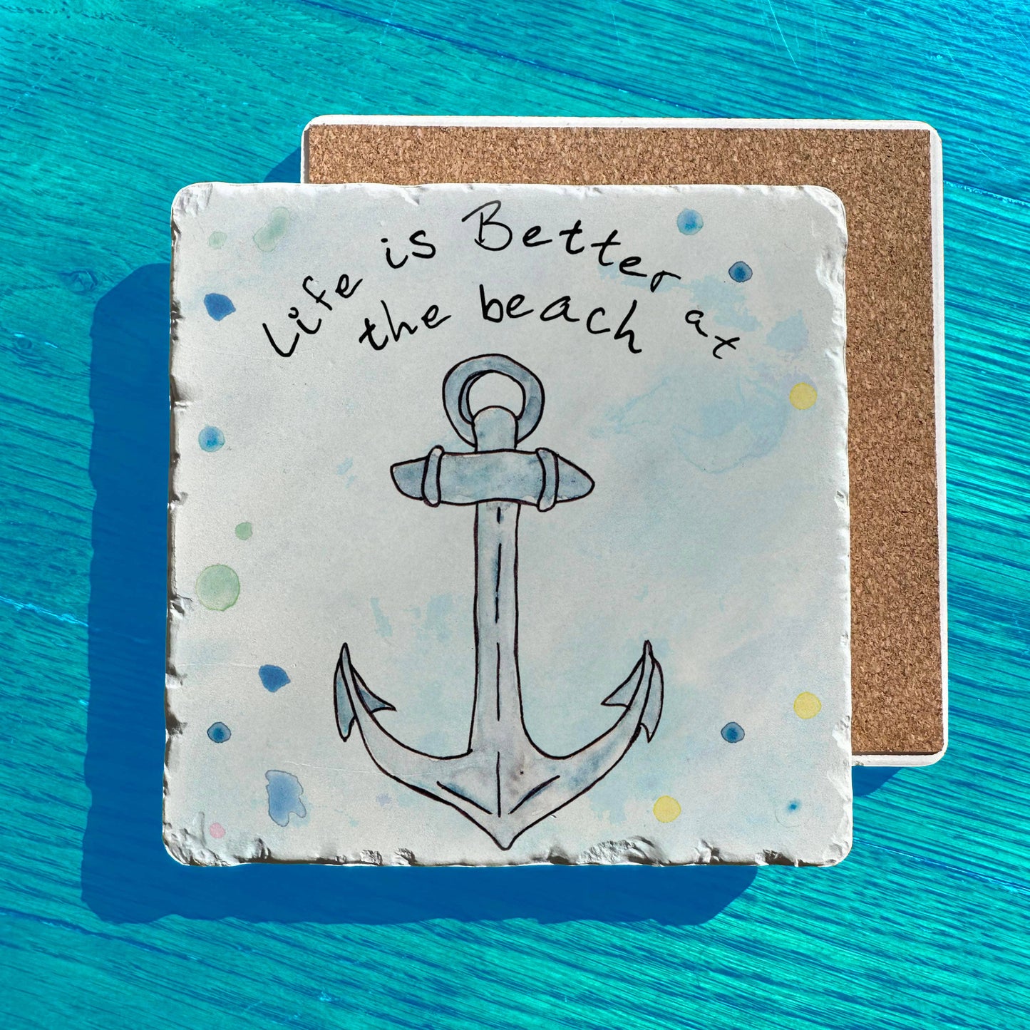 Life is Better at the Beach Anchor Tumbled Edge Stone Trivet