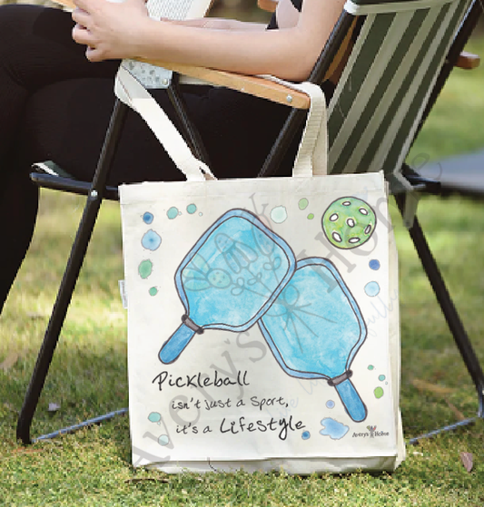 Pickleball is a Lifestyle Organic Cotton Large Tote Bag