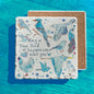 Blue Birds of Happiness Watercolor Tumbled Edge Stone Trivet