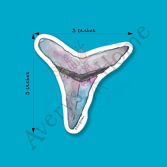 Silky Shark Tooth Watercolor 3" White Vinyl Die-Cut Sticker