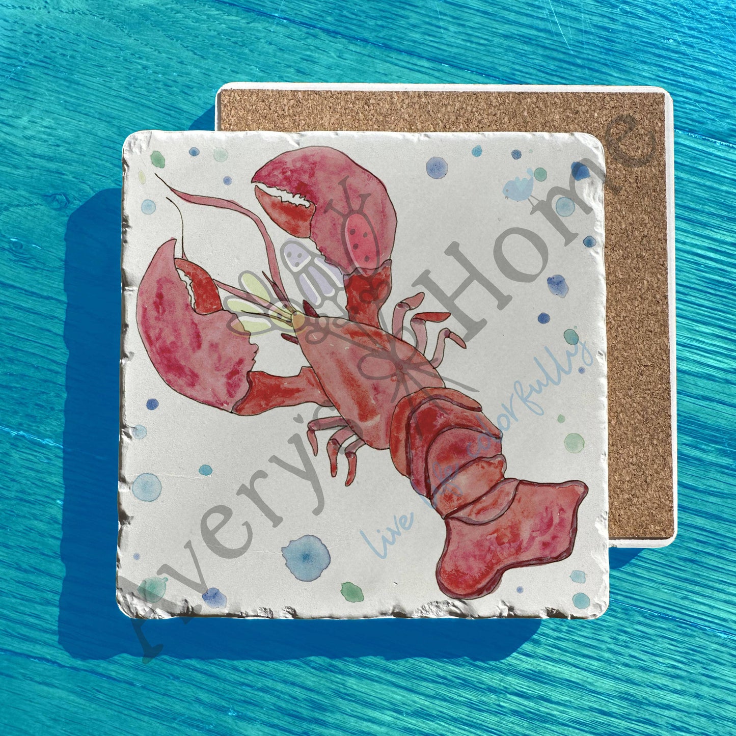 Coastal Red Maine Lobster Art Tumbled Stone Trivet