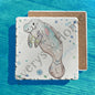 Florida Coastal Manatee Watercolor Art Tumbled Stone Trivet