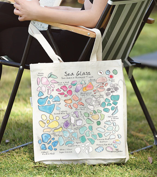 Sea Glass Collector Organic Cotton Tote Bag – Coastal Artist Gift
