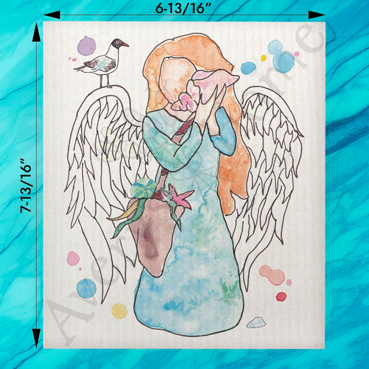 Angel of the Beach Swedish Dishcloth