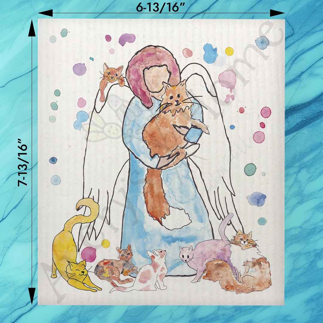 Angel of Cats Swedish Dishcloth – Comfort for Cat Lovers
