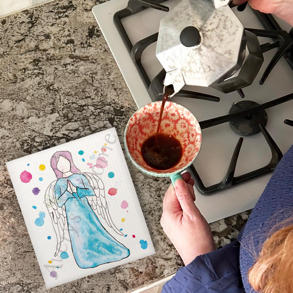 Angel of Faith Swedish Dishcloth – Spiritual Decor