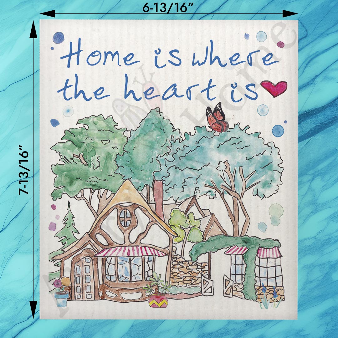 Home Is Where the Heart Is Swedish Dishcloth – Custom Gift