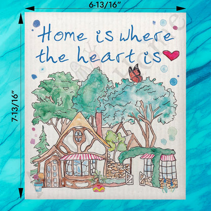 Home Is Where the Heart Is Swedish Dishcloth – Custom Gift
