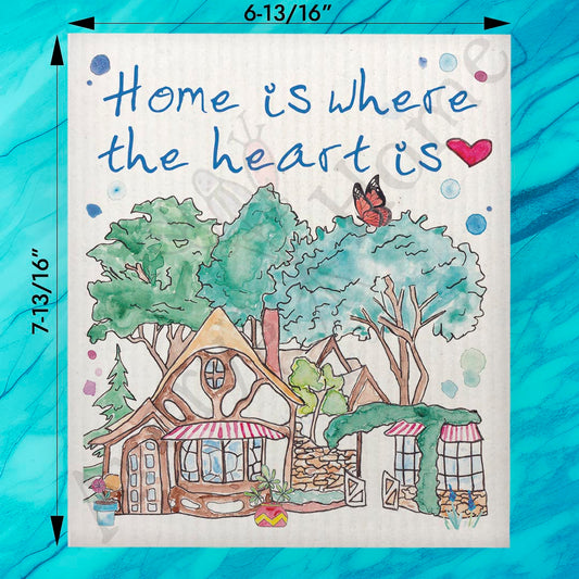 Home Is Where the Heart Is Swedish Dishcloth – Custom Gift