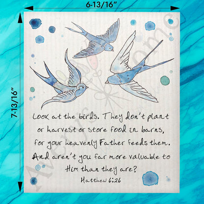 Our Lord Feeds the Birds Swedish Dishcloth – Faithful Decor