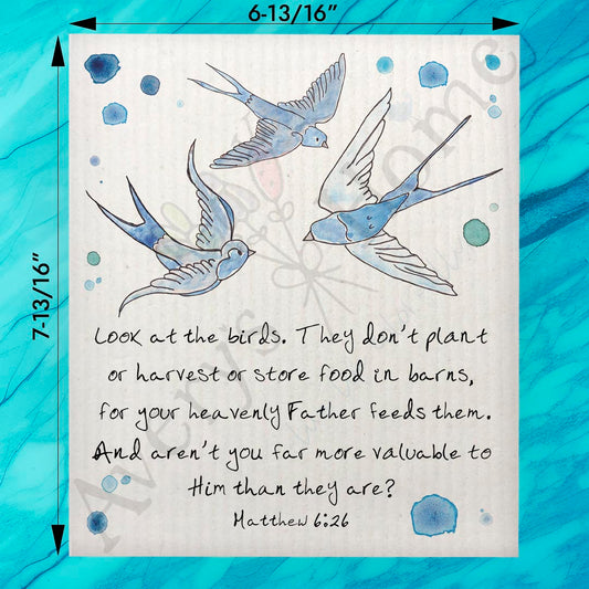 Our Lord Feeds the Birds Swedish Dishcloth – Faithful Decor