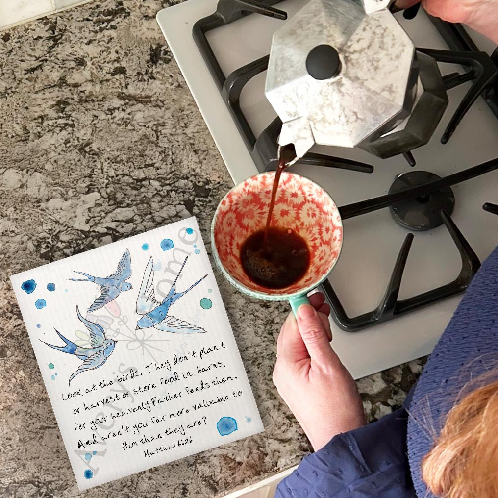 Our Lord Feeds the Birds Swedish Dishcloth – Faithful Decor