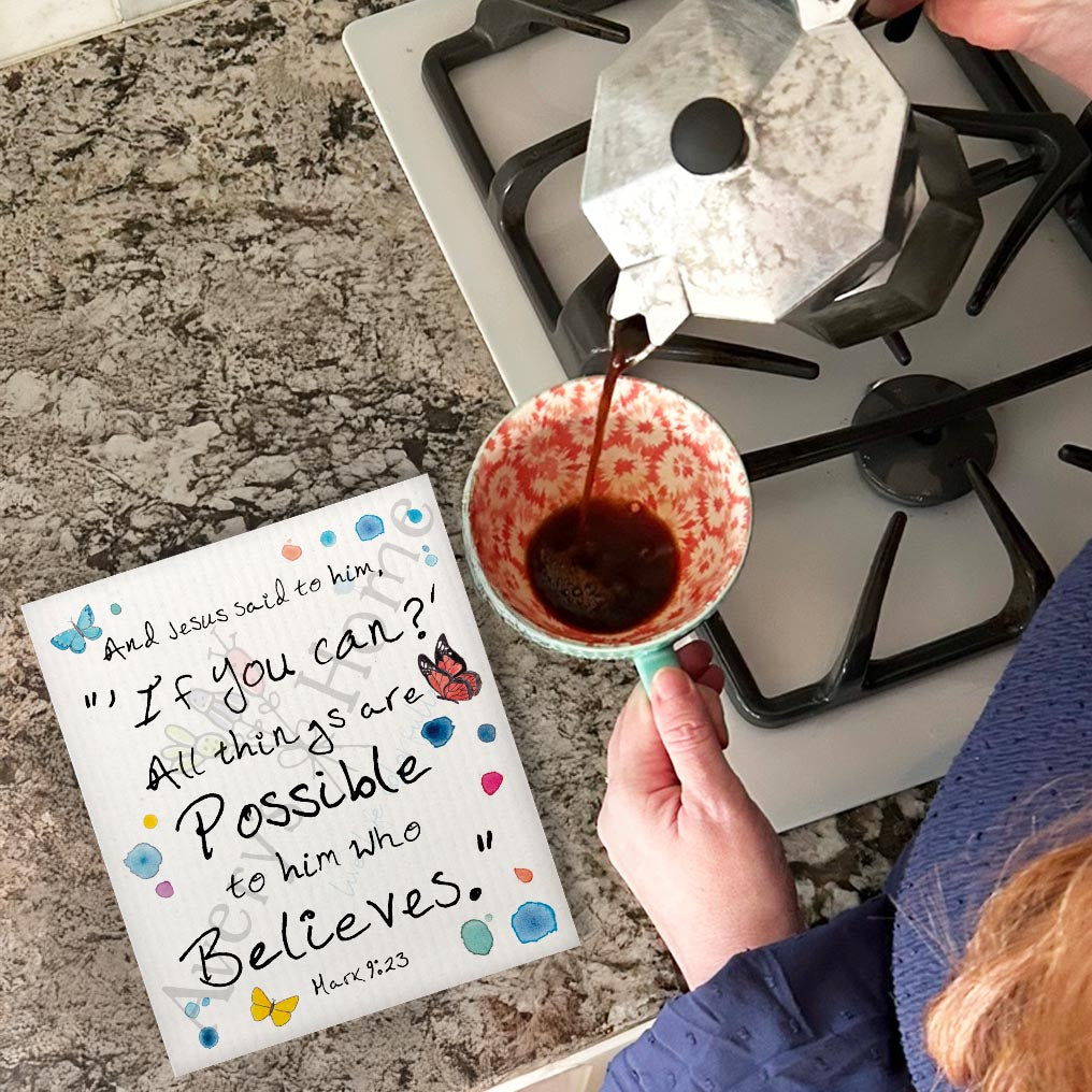 All Things Are Possible Swedish Dishcloth – Faith Decor