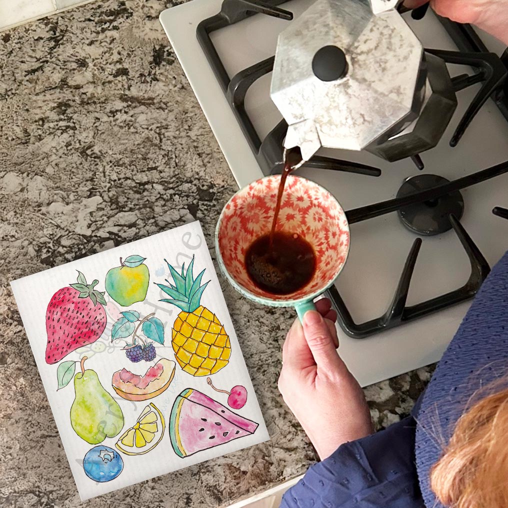 Fruit of the Spirit Swedish Dishcloth – Christian Kitchen Decor