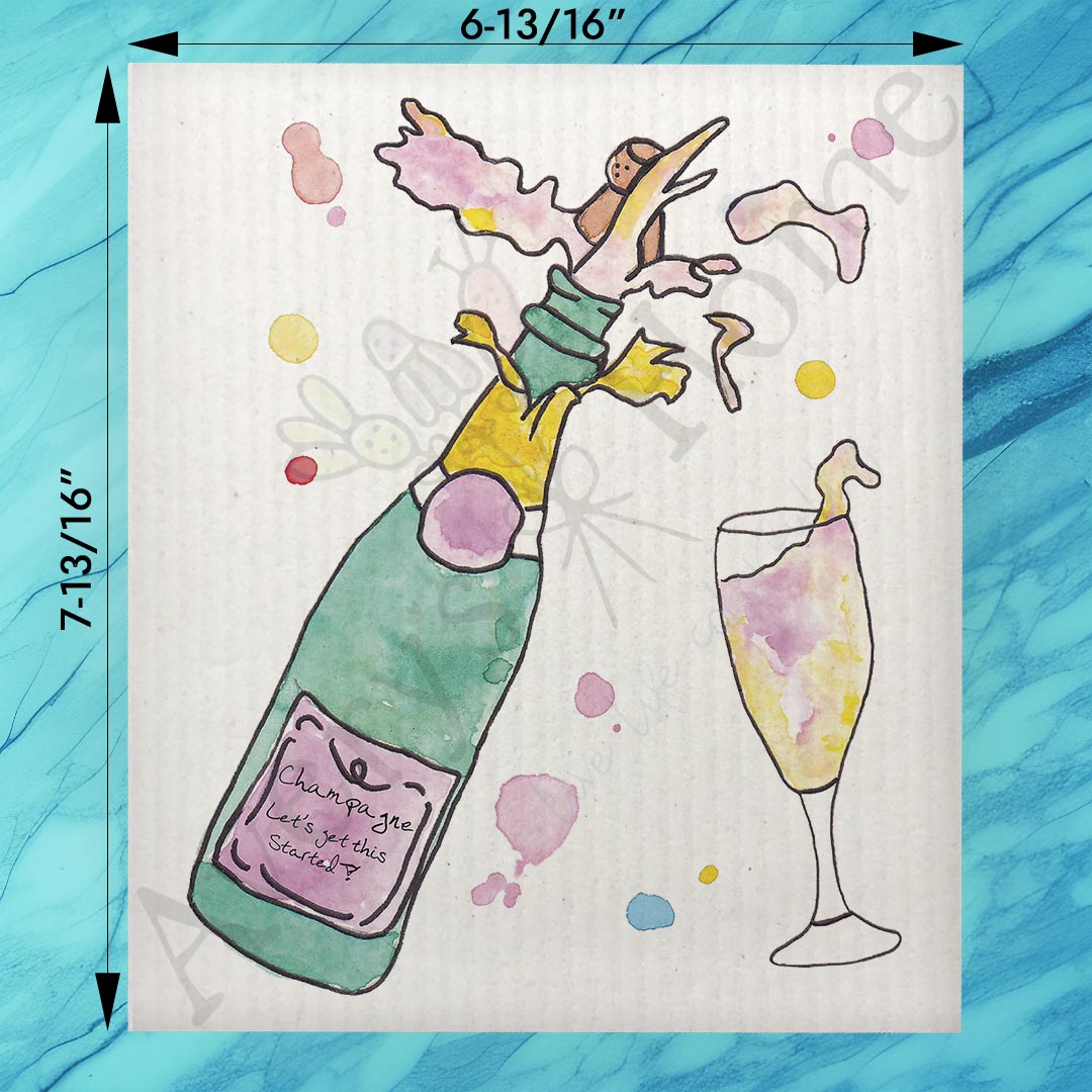 Pop the Champagne Swedish Dishcloth – Celebration Gift