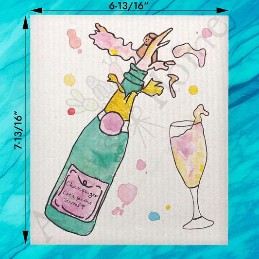 Pop the Champagne Swedish Dishcloth – Celebration Gift