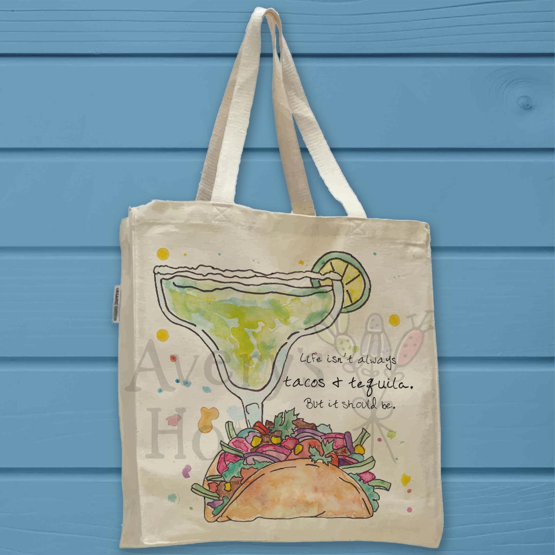 Tacos & Tequila Organic Cotton Tote Bag – Fiesta Kitchen Decor