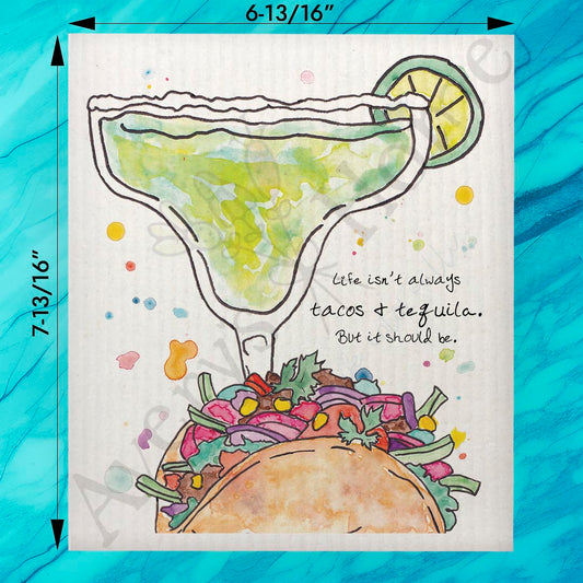 Tacos & Tequila Swedish Dishcloth – Fiesta Kitchen Decor