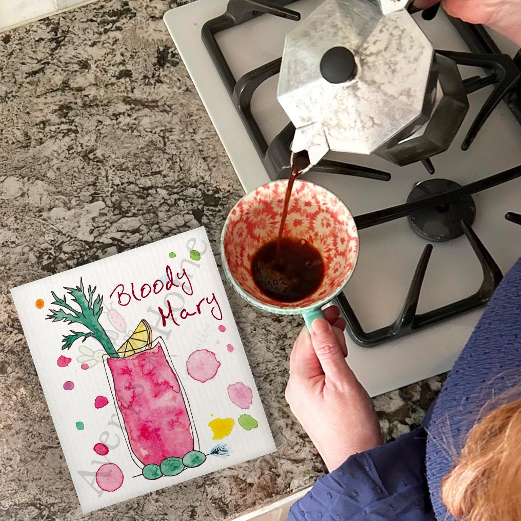 Bloody Mary Swedish Dishcloth – Brunch Gift Decor