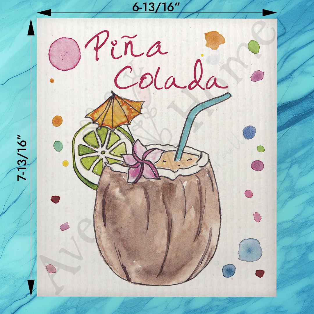 Pina Colada Swedish Dishcloth – Tropical Bar Gift