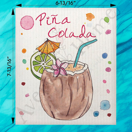 Pina Colada Swedish Dishcloth – Tropical Bar Gift