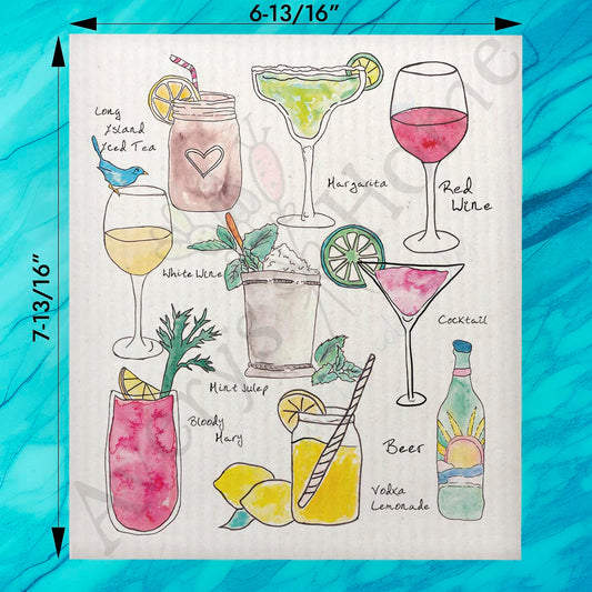 Alcohol Swedish Dishcloth – Funny Cocktail Gift