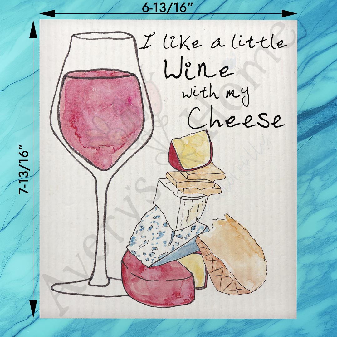 Wine & Cheese Swedish Dishcloth – Pairing Humor Gift