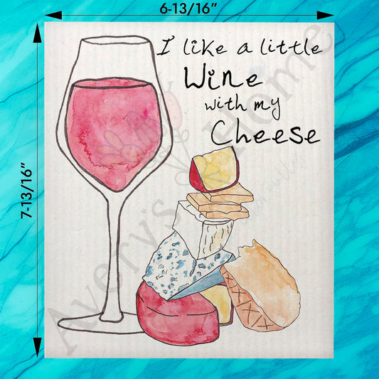 Wine & Cheese Swedish Dishcloth – Pairing Humor Gift