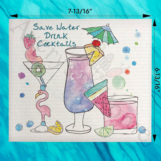 Beach Cocktails Swedish Dishcloth – Coastal Bar Gift