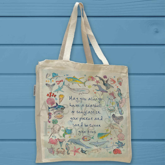 Ocean Blessings Organic Cotton Tote Bag – Coastal Souvenir