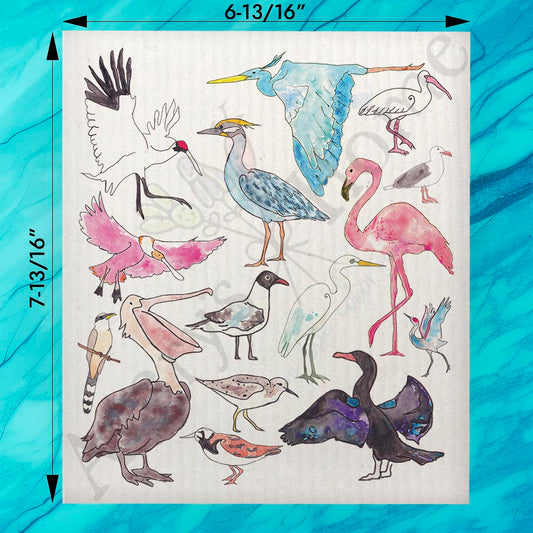 Coastal Birds Swedish Dishcloth – Pelican & Heron Gift