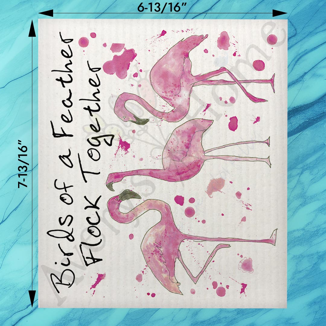 Flamingo Birds Swedish Dishcloth – Tropical Gift