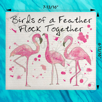 Flamingo Birds Swedish Dishcloth – Tropical Gift