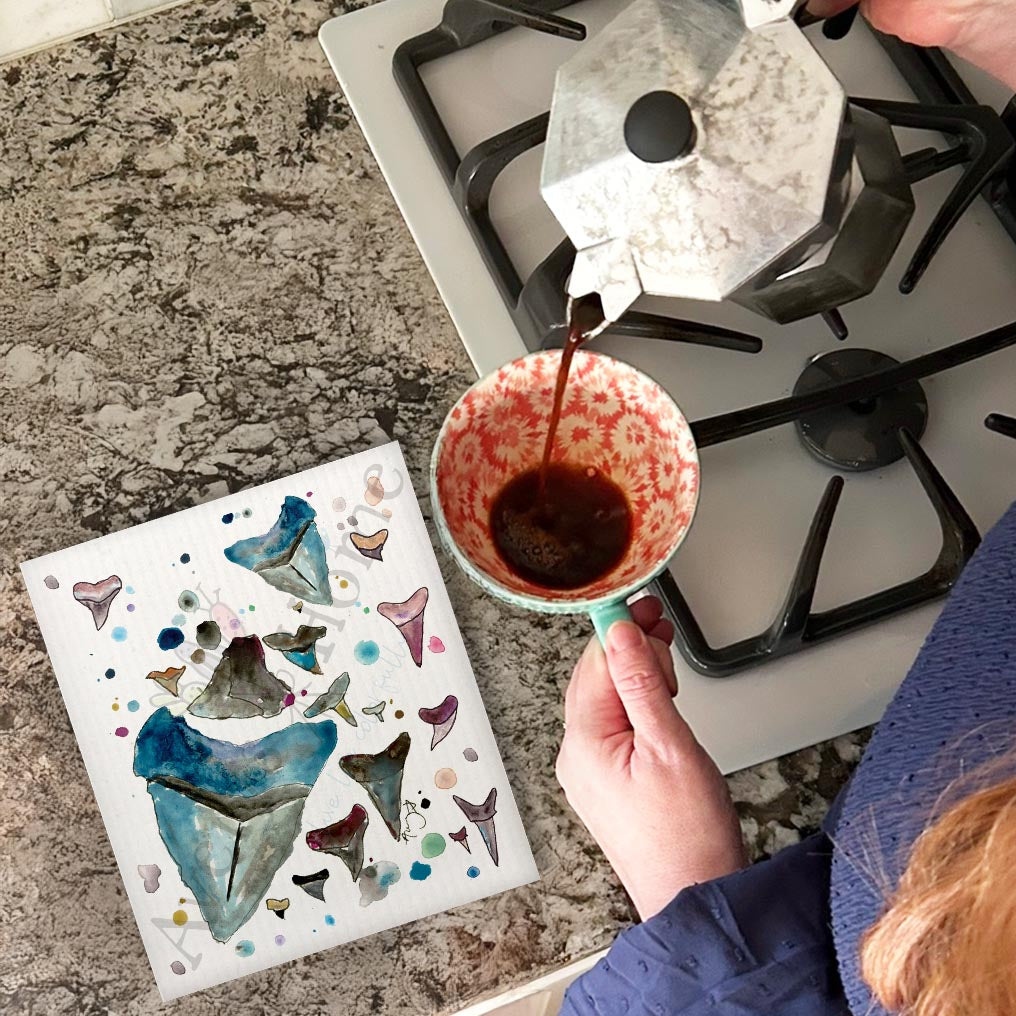 Shark Teeth Collector Swedish Dishcloth – Fossil Hunter Gift