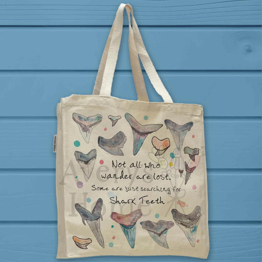 Shark Tooth Hunter Organic Cotton Tote Bag – Beach Adventure Gift