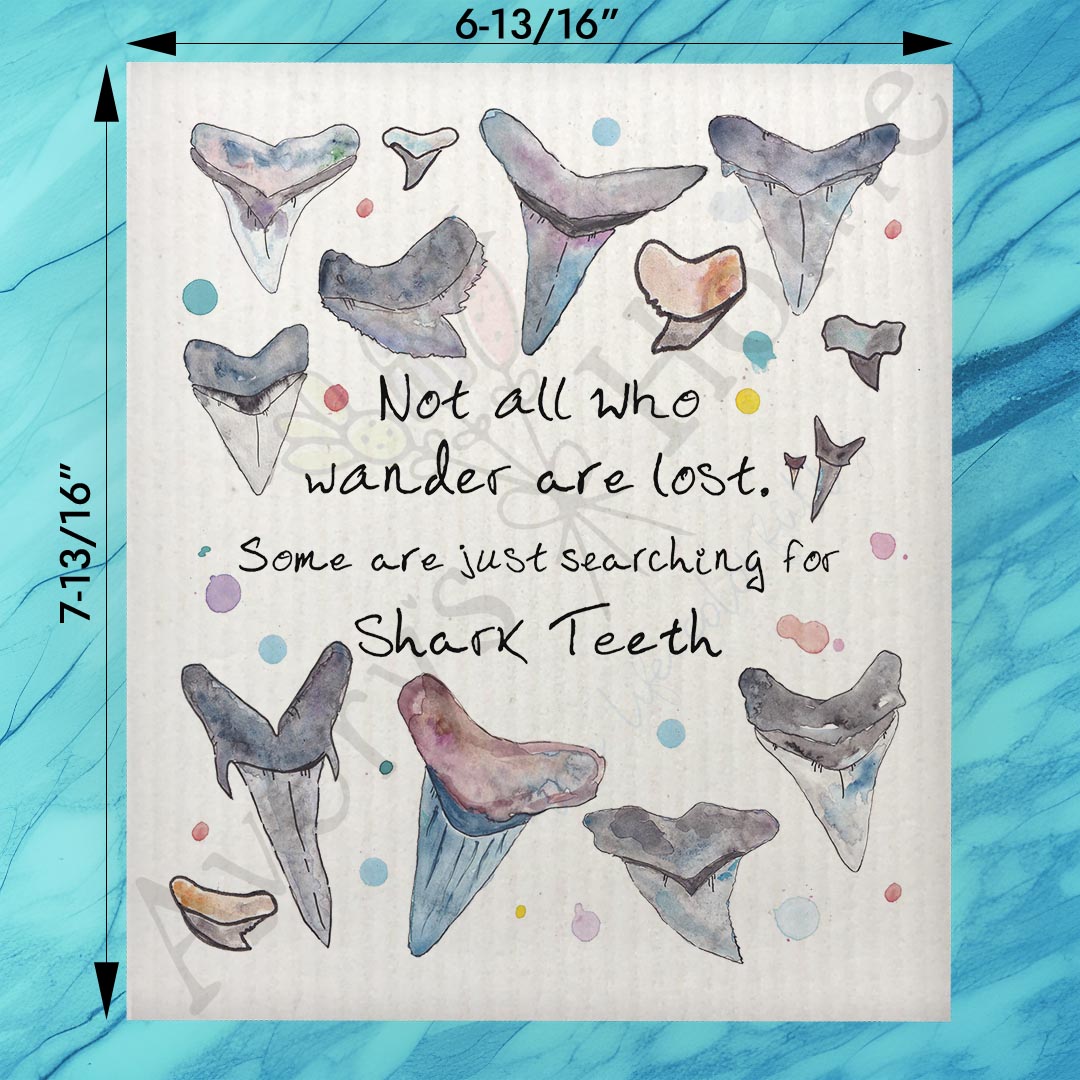 Shark Tooth Hunter Swedish Dishcloth – Beach Adventure Gift
