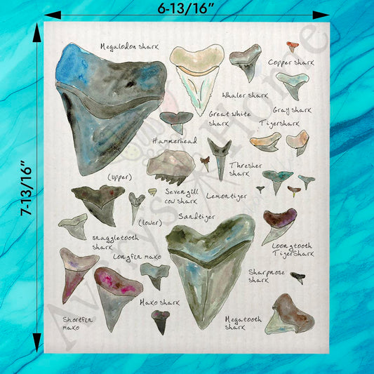 Shark Teeth Collector Swedish Dishcloth – Collector Chart Gift