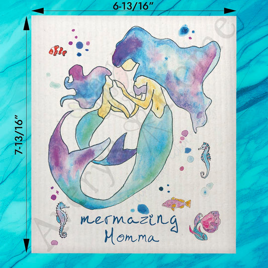 Mermaid Mom & Daughter Swedish Dishcloth – Mother's Day Gift