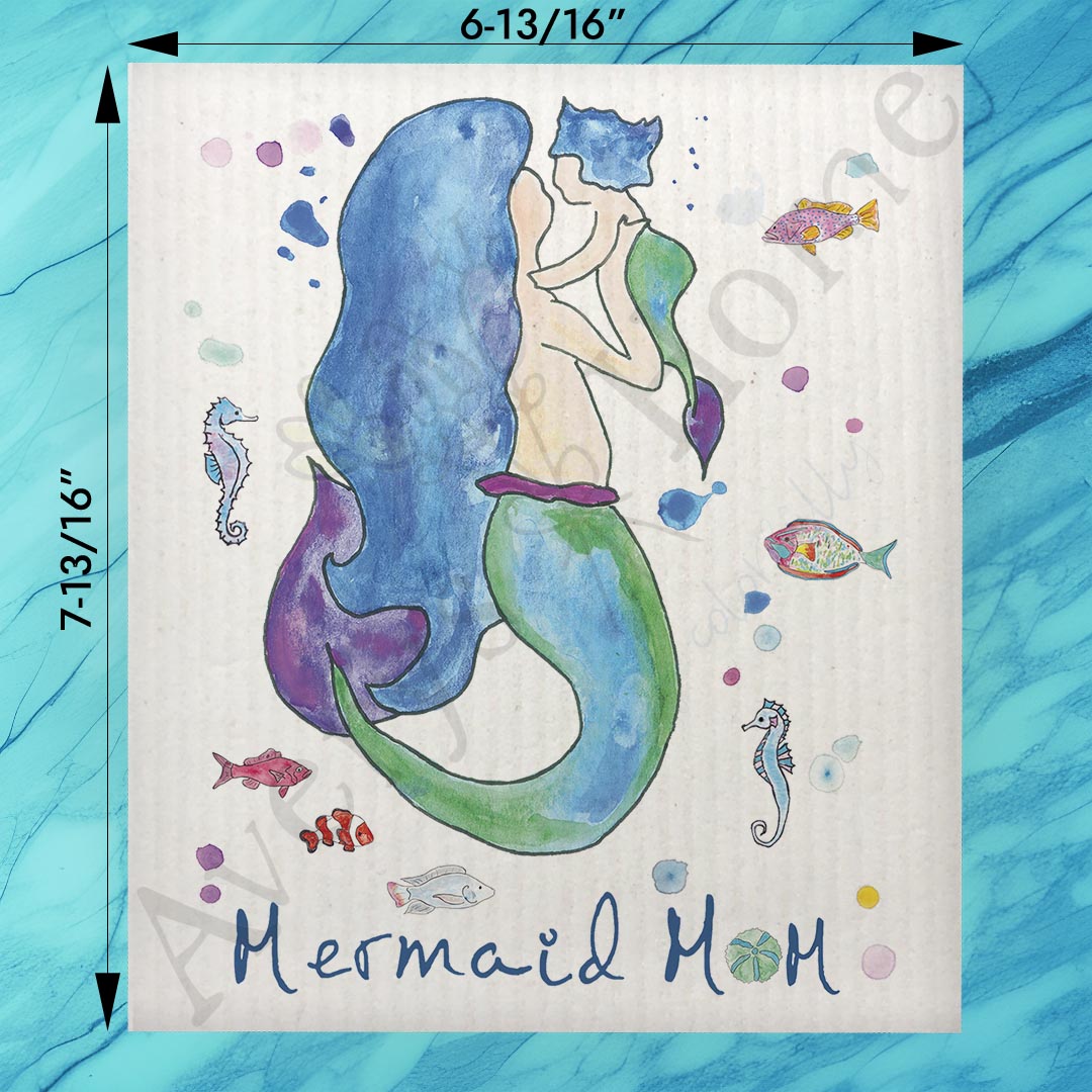 Mermaid Mom Gift Swedish Dishcloth – Coastal Mother’s Day