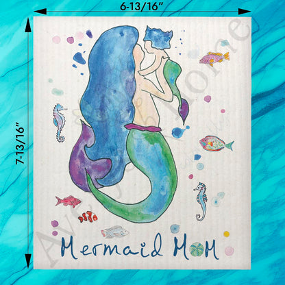 Mermaid Mom Gift Swedish Dishcloth – Coastal Mother’s Day