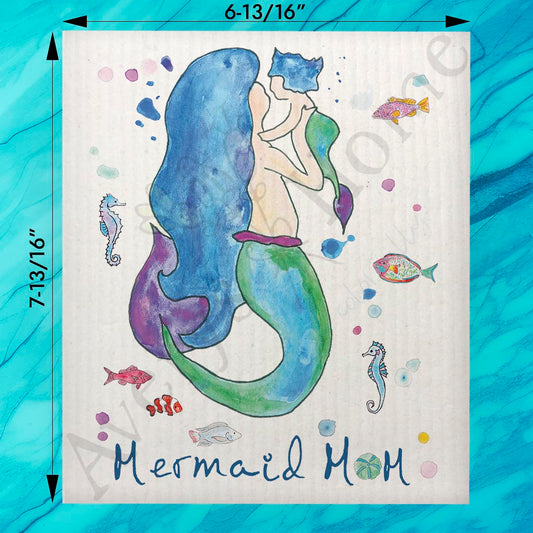 Mermaid Mom Gift Swedish Dishcloth – Coastal Mother’s Day