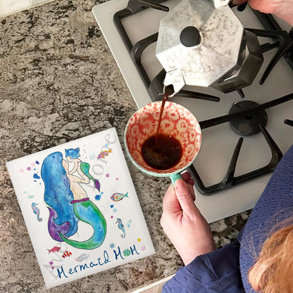 Mermaid Mom Gift Swedish Dishcloth – Coastal Mother’s Day