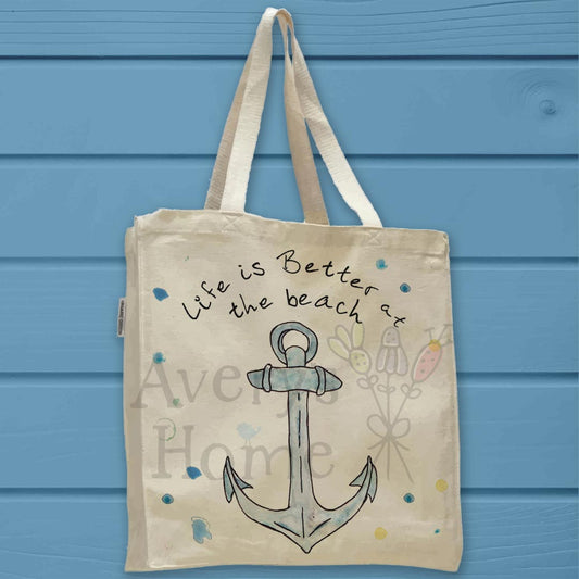 Life is Better at the Beach Anchor Organic Cotton Tote Bag
