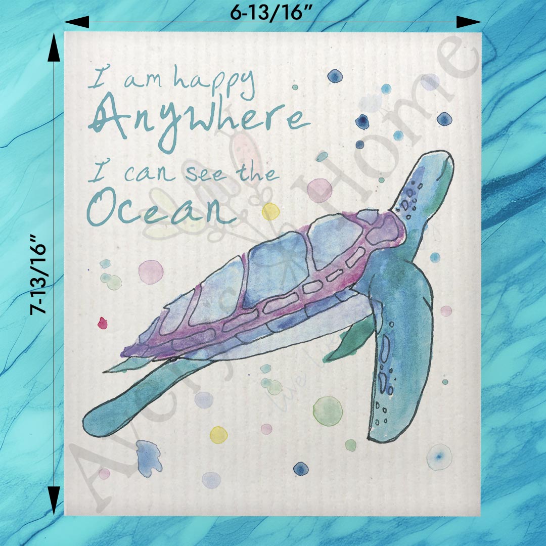 Ocean Turtle Quote Swedish Dishcloth – Peaceful Gift