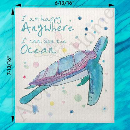 Ocean Turtle Quote Swedish Dishcloth – Peaceful Gift